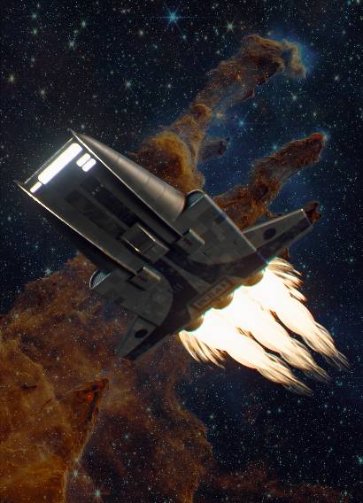 A 3D Render of The Cutlass, originally designed and painted by Bob Layzell